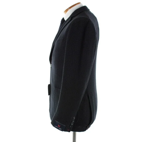 Cardinal of Canada NWT Wool Sport Coat Size 40R US In Black & Blue Knit